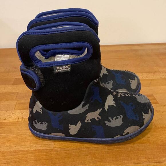 Bogs Toddler  Waterproof Blue Bears Faux Sherpa Lined Boots Winter Fall 9us - Picture 1 of 9